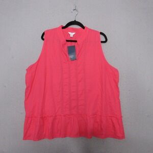 Crown & Ivy Tank Top XXL Pink Peasant Boho Relaxed  Linen Blend Coastal NWT